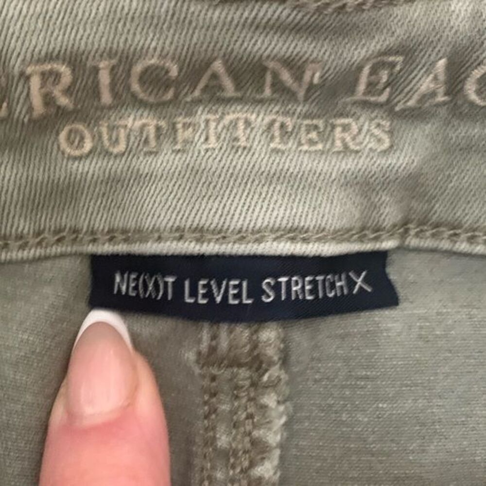 American Eagle Classic 5 Pocket Next Level Stretch Sage Green Skinny Jeans SZ 8 - Picture 4 of 11